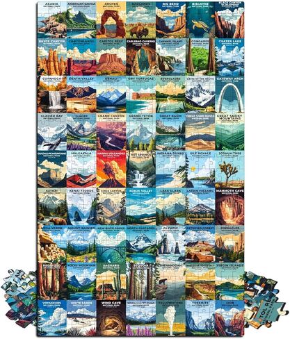 ألغاز الصور المقطوعة للبالغين 500 قطعة - ملونة وفريدة من نوعها مع ملصق كبير - حروف على الظهر - فن الذكاء الاصطناعي - Rompecabezas para Adultos - هدايا للبالغين والأزواج والمراهقين (المتنزهات الوطنية) in Kuwait