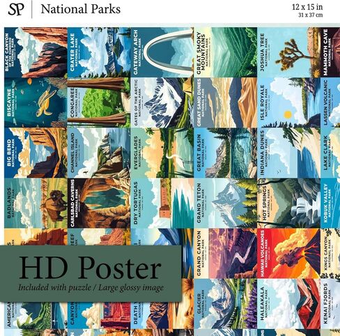 ألغاز الصور المقطوعة للبالغين 500 قطعة - ملونة وفريدة من نوعها مع ملصق كبير - حروف على الظهر - فن الذكاء الاصطناعي - Rompecabezas para Adultos - هدايا للبالغين والأزواج والمراهقين (المتنزهات الوطنية) in Kuwait