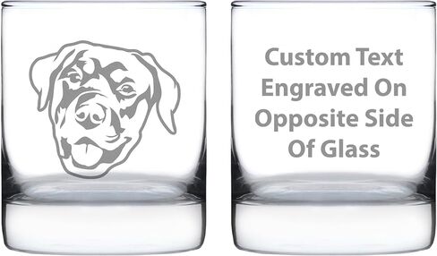Happy Rottweiler - Whiskey Rocks Glass - Unique Rottweiler Themed Dog Gifts and Party Decor for Women and Men - 10.25 Oz in Kuwait