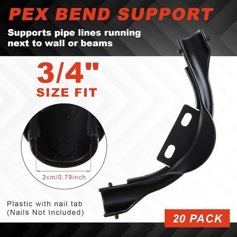 3/8 "- 1/2" Pex 90 درجة الكوع الأنابيب البلاستيكية بيند دعم تركيبات Pex السوداء Pex Clamps حامل الأنابيب 1/2 بوصة (20 قطعة) in Saudi Arabia