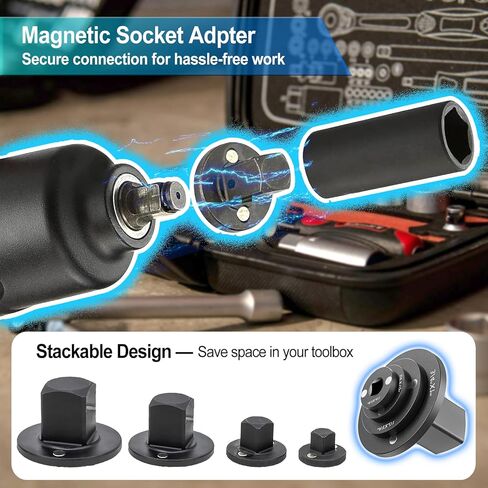 2025 Low Profile Impact Socket Adapter Set, Socket Adapter Set for Tight Spaces, Ratchet Adapter Set, 3/8" to 1/2", 1/4" to 3/8", 1/2" to 3/4", 3/4" to 1", 4PCS in Saudi Arabia