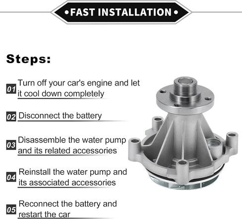مضخة مياه متوافقة مع Ford F-150 2009-2010 لسيارة Ford F-150 Heritage 2004، مضخة مياه ذات محرك أمامي فضي معدني متين in Saudi Arabia