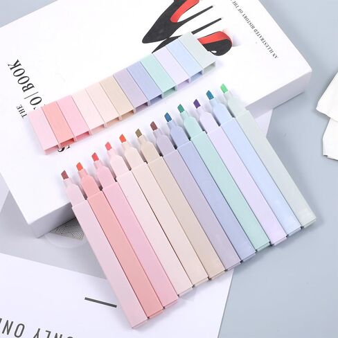 12 Pcs Highlighters Assorted Colors 12 Colors Bible Highlighter Chisel Tip Cute Highlighters Aesthetic No Bleed Highlighter Pens for Journaling Planner Notes Supplies in Kuwait