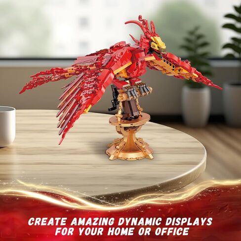 مجموعة بناء Magic Fire Phoenix، نموذج لعبة طائر الفينيق القابل للتجميع لديكور المنزل، متوافق مع Lego للبالغين، هدية عيد ميلاد مثالية للمراهقين والأولاد والبنات من سن 8 إلى 14+ (938 قطعة) in Saudi Arabia