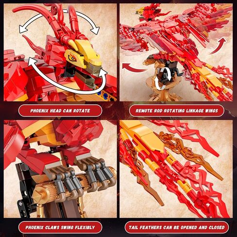 مجموعة بناء Magic Fire Phoenix، نموذج لعبة طائر الفينيق القابل للتجميع لديكور المنزل، متوافق مع Lego للبالغين، هدية عيد ميلاد مثالية للمراهقين والأولاد والبنات من سن 8 إلى 14+ (938 قطعة) in Saudi Arabia