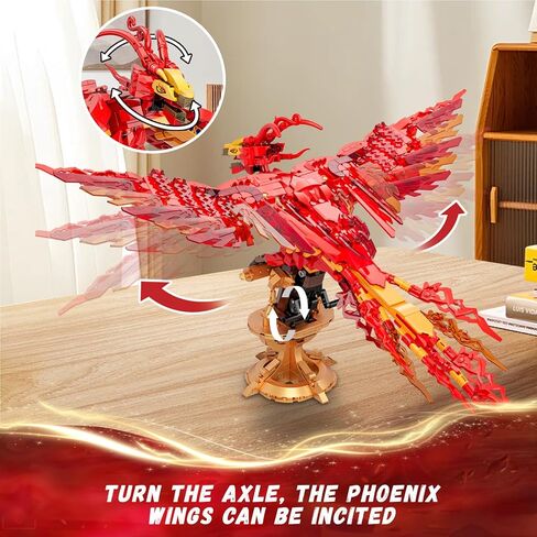 مجموعة بناء Magic Fire Phoenix، نموذج لعبة طائر الفينيق القابل للتجميع لديكور المنزل، متوافق مع Lego للبالغين، هدية عيد ميلاد مثالية للمراهقين والأولاد والبنات من سن 8 إلى 14+ (938 قطعة) in Saudi Arabia
