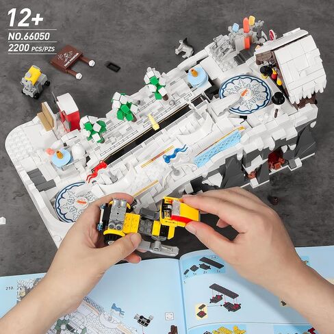 Winter Ski Resort Building Block, City Ski and Climbing Center Building Block with Ski Shop and Snowmobile, Ski Slope Block for Winter Sports Play, Fun Gift Idea for Kids and Ski Fans, 2200Pcs in Saudi Arabia