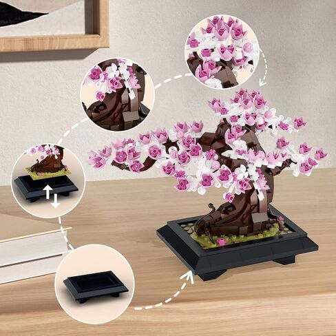 4 in 1 Bonsai Tree Building Blocks Set, 529PCS Botanical Model with Seasonal Transformations, Creative Nature Construction Kit for Relaxation, Home Décor and STEM Learning Gift for Adults and Kids in Saudi Arabia