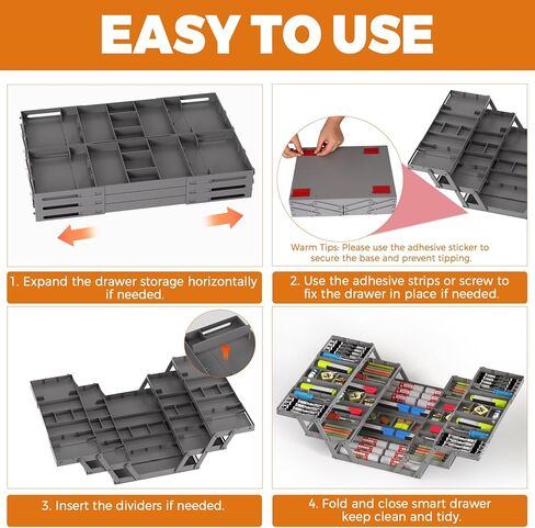 3 Tier Drawer Organizer - Expandable Junk Drawer Organizer Smart Office Supply Organizer, Folding Kitchen Drawer Storage Multi Level Desk Organizer for Makeup, Jewelry, Cosmetics Storage(2 Row 3 Tier) in Saudi Arabia