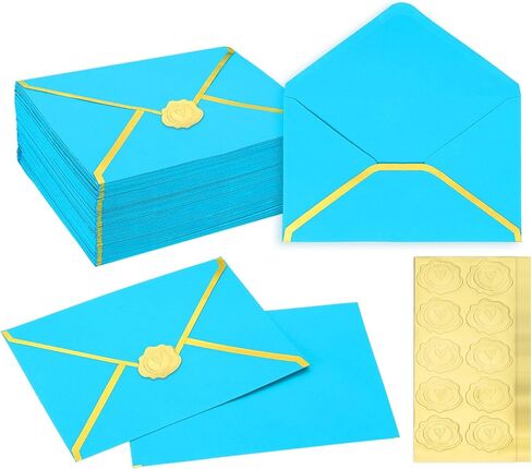 PATIKIL 100 Pcs A7 Envelopes, 5 x 7" Gold Border Invitation Envelopes Mailing Party Envelope for Wedding Invitation Cards Greeting Graduation Birthday Office, Red in Saudi Arabia