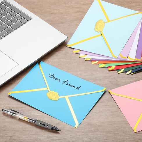 PATIKIL 100 Pcs A7 Envelopes, 5 x 7" Gold Border Invitation Envelopes Mailing Party Envelope for Wedding Invitation Cards Greeting Graduation Birthday Office, Red in Saudi Arabia