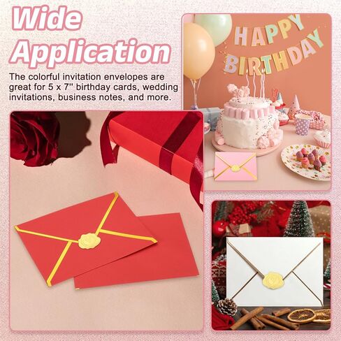 PATIKIL 100 Pcs A7 Envelopes, 5 x 7" Gold Border Invitation Envelopes Mailing Party Envelope for Wedding Invitation Cards Greeting Graduation Birthday Office, Red in Saudi Arabia