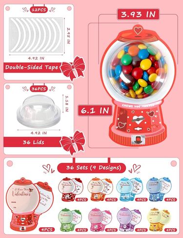 36 قطعة من بطاقات عيد الحب للأطفال مع حاملات المكافآت - بطاقات تهنئة للتبادل في الفصل الدراسي للأولاد والبنات، هدايا بطاقات الحلوى DIY لحفلات عيد الحب المدرسية (الحلوى غير متضمنة) in Kuwait