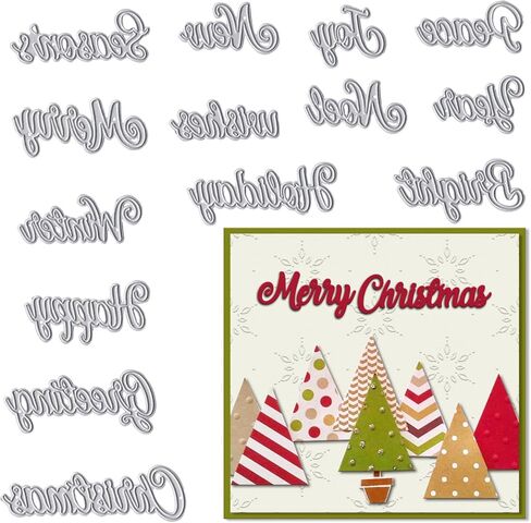 كلمات عيد الميلاد قطع يموت لصنع البطاقات، كلمات تحية عيد الميلاد يموت تخفيضات رسائل السنة الجديدة السعيدة يموت قالب الاستنسل للحرف اليدوية سكرابوكينغ DIY ألبوم الصور الزينة in Saudi Arabia