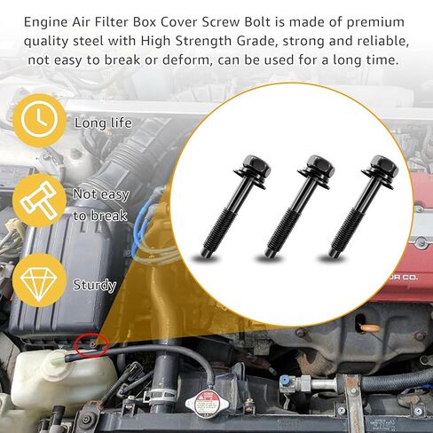 41085 غطاء صندوق فلتر هواء المحرك، مسامير لولبية، قفل منظف الهواء متوافق مع Honda Civic CR-V Odyssey Element 90091-RAA-A00، 90091-P36-000، 41085 (3) قطع in Kuwait