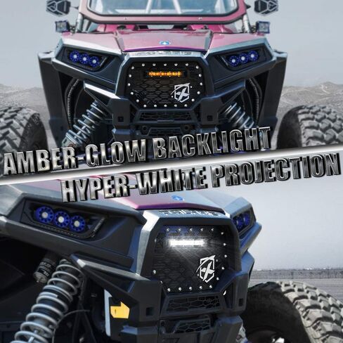 Xprite Black Steel Mesh Grille Grill with 8" Amber LED Backlight Lightbar for Polaris RZR 900 S & 1000 XP 2014 2015 2016 2017 2018 (Rocker Switch Include) in Saudi Arabia