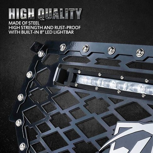 Xprite Black Steel Mesh Grille Grill with 8" Amber LED Backlight Lightbar for Polaris RZR 900 S & 1000 XP 2014 2015 2016 2017 2018 (Rocker Switch Include) in Saudi Arabia