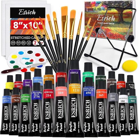 Acrylic Paint Set,56 PCS Professional Painting Supplies with Paint Brushes, 36 Colors Acrylic Paints, 1 Easel, 2 Painting Canvases, Palette, Paint Knives and Art Sponges for Hobbyists and Beginners in Saudi Arabia