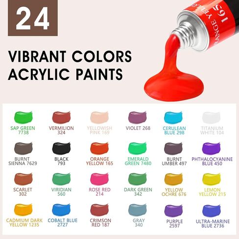 Acrylic Paint Set,56 PCS Professional Painting Supplies with Paint Brushes, 36 Colors Acrylic Paints, 1 Easel, 2 Painting Canvases, Palette, Paint Knives and Art Sponges for Hobbyists and Beginners in Saudi Arabia