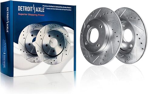 Detroit Axle - Brake Kit for 1993 1994 1995 1996 1997 Honda Civic Del Sol, Drilled Slotted Disc Brake Rotors Ceramic Brake Pads Replacement : 9.45" inch Front & 9.41" inch Rear Rotor in Saudi Arabia