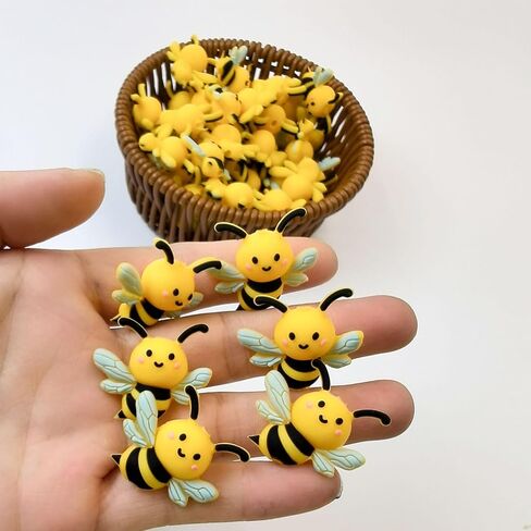10pcs Cute Bee-Shaped 3D Silicone Beads - Yellow & Black Cartoon Design for DIY Keychains, Beaded Pens & Jewelry Making Crafts, Whimsical Crafts|Animalshaped Beads in Saudi Arabia