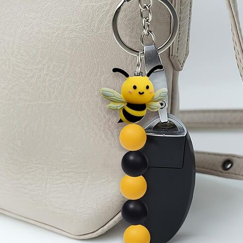 10pcs Cute Bee-Shaped 3D Silicone Beads - Yellow & Black Cartoon Design for DIY Keychains, Beaded Pens & Jewelry Making Crafts, Whimsical Crafts|Animalshaped Beads in Saudi Arabia