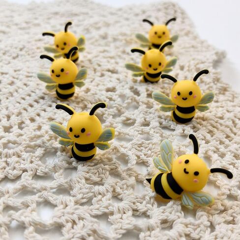 10pcs Cute Bee-Shaped 3D Silicone Beads - Yellow & Black Cartoon Design for DIY Keychains, Beaded Pens & Jewelry Making Crafts, Whimsical Crafts|Animalshaped Beads in Saudi Arabia