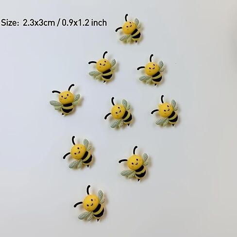 10pcs Cute Bee-Shaped 3D Silicone Beads - Yellow & Black Cartoon Design for DIY Keychains, Beaded Pens & Jewelry Making Crafts, Whimsical Crafts|Animalshaped Beads in Saudi Arabia