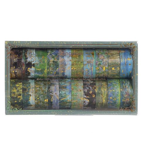 20 Rolls Impressionism Washi Tape Pack Oil Painting Style Decorative Masking Tapes Set with Gold Foil, Renaissance Arts for Craft, Kids, Scrapbook, DIY, Gift Wrapping (Monet's Water Lily) in Saudi Arabia