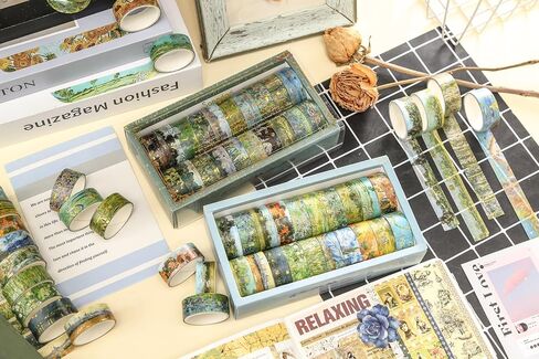 20 Rolls Impressionism Washi Tape Pack Oil Painting Style Decorative Masking Tapes Set with Gold Foil, Renaissance Arts for Craft, Kids, Scrapbook, DIY, Gift Wrapping (Monet's Water Lily) in Saudi Arabia