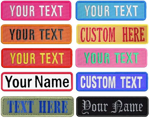 Custom Name Patches (2-Pack) - Personalized Embroidered Hook & Loop Tags for Clothing, Bags, Uniforms - Multiple Background Colors & Sizes in Saudi Arabia