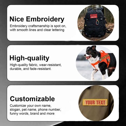 Custom Name Patches (2-Pack) - Personalized Embroidered Hook & Loop Tags for Clothing, Bags, Uniforms - Multiple Background Colors & Sizes in Saudi Arabia