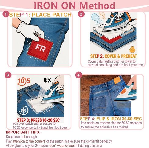 FR-Patches للملابس - 10 قطع رقعة مطرزة بديلة للملابس، رقعة إصلاح مكواة مطرزة مقاومة للهب لملابس العمل والسترات الجينز وحقيبة الظهر وقبعة موحدة من الدنيم in Saudi Arabia