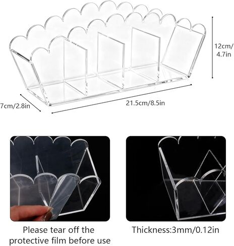 Acrylic Pencil Holder, 4 Compartments Clear Desk Organizer Makeup Brush Holder Pen Organizer Acrylic Desk Accessories for Office Home School in Saudi Arabia