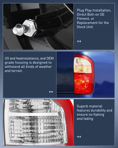 مجموعة الضوء الخلفي Nilight متوافقة مع 2004 2005 2006 Toyota Tundra 4 أبواب الكابينة المزدوجة وطاقم الكابينة الخلفية ضوء خلفي طراز OE استبدال جانب الركاب in Kuwait