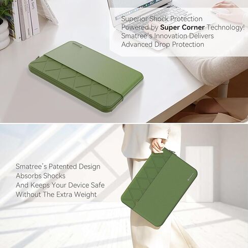 Smatree Laptop Sleeve for 15.6 inch GIGABYTE AERO 5 KE4/XE4, AERO 16 OLED XD/YD, AERO 15 OLED KC/XC/YC,AERO 15 XC, Protective Case with Pocket, YKK Zipper, Patented Shockproof Design, Green (E613G) in Saudi Arabia
