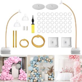 Balloon Arch Kit, 2.5M & 1.5M Half Balloon Arch Stand, Free Bend Balloons Column Stand for Floor Suitable for Wedding, Birthday, Graduation, Anniversary, Christmas Decorations Gold in Kuwait