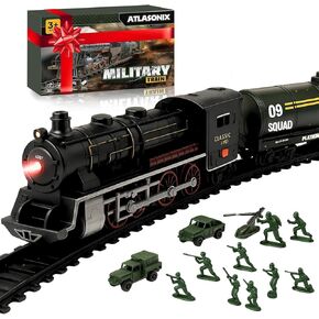 Electric Train Set for Kids Ages 4-8 - Battery-Powered Train Set with Lights & Sounds, Steam Locomotive Engine, Horses & Tracks - Classic Railway Toy Gift for Boys & Girls, Toddler Train Playset in Kuwait