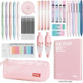 39PCS Macaron color School Supplies set，5 ballpoint pens，notebooks, pencil cse, sticky notes ，6mechanical pencil，2Correction Tapes，4fluorescent pens in Saudi Arabia