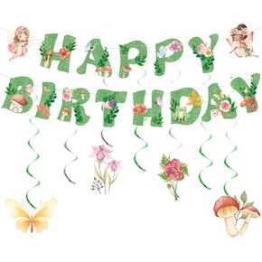 زينة حفلات أعياد الميلاد من الجنيات، لافتة عيد ميلاد سعيد باللون الأخضر اللامع، ديكور معلق لتزيين حديقة الزهور، لوازم حفلات عيد ميلاد سعيد الأول in Kuwait