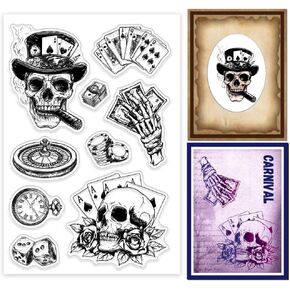 طوابع شفافة من GLOBLELAND Skeleton Entertainment، طوابع شفافة لنرد البوكر من السيليكون، طوابع شفافة لبطاقات القصاصات بنفسك، صنع مجلة ألبوم الصور in Saudi Arabia
