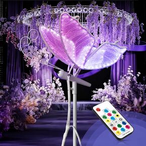 مصباح أرضي على شكل فراشة زفاف RGB: زخرفة إضاءة فراشات LED مع جهاز تحكم عن بعد - ديكور معلق RGBIC وتغيير 7 ألوان - لحفلات أعياد الميلاد وشجرة عيد الميلاد وحفلات استقبال المولود الجديد (11.8 بوصة، 1) in Kuwait