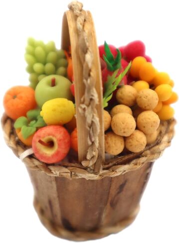 زهرة في سلة صغيرة دمية زهرة مصغرة دمية الديكور سلة زهرة المنمنمات لديكور بيت الدمية للدمية (مزيج الفاكهة) in Kuwait