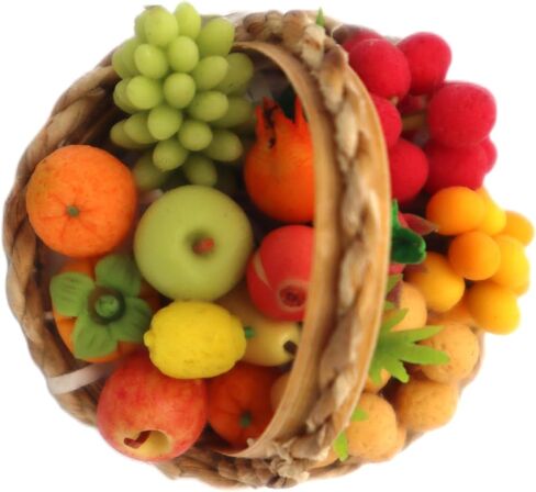 زهرة في سلة صغيرة دمية زهرة مصغرة دمية الديكور سلة زهرة المنمنمات لديكور بيت الدمية للدمية (مزيج الفاكهة) in Kuwait