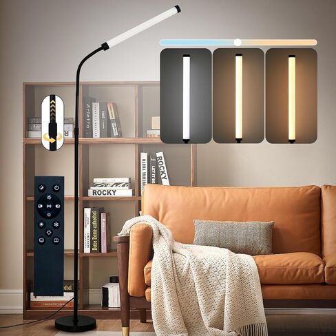 360° Floor Lamp with Adjustable Height & Flexible Arm, Remote & Foot Switch, Cool-Touch Body & High Brightness for Living Room, Bedroom, Office, Stepless Adjustable Colors and Brightness in Saudi Arabia