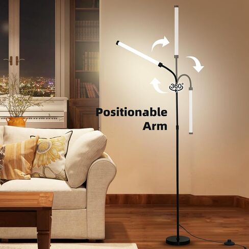360° Floor Lamp with Adjustable Height & Flexible Arm, Remote & Foot Switch, Cool-Touch Body & High Brightness for Living Room, Bedroom, Office, Stepless Adjustable Colors and Brightness in Saudi Arabia