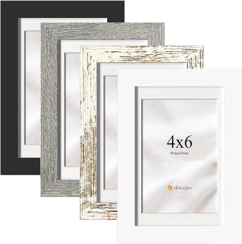 إطارات صور eletecpro مقاس 4x6، إطارات صور ملونة مصنوعة من الخشب الهندسي والأكريليك صور مقاس 4x6، إطارات صور لطيفة للجدار والطاولة (برتقالي، أزرق ملكي، وردي، أزرق سماوي) 4 عبوات in Saudi Arabia