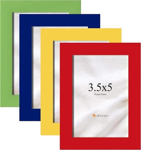 eletecpro 4x6 Picture Frames, Colorful Photo Frames Made of Engineered Wood and Acrylic Display 4x6 Photos, Cute Picture Frames for Wall & Tabletop (Orange, Royal Blue, Pink, Sky Blue) 4 Pack in Kuwait