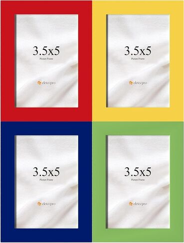 eletecpro 4x6 Picture Frames, Colorful Photo Frames Made of Engineered Wood and Acrylic Display 4x6 Photos, Cute Picture Frames for Wall & Tabletop (Orange, Royal Blue, Pink, Sky Blue) 4 Pack in Kuwait