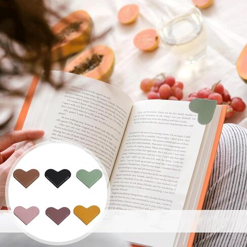 إشارات مرجعية على شكل قلب من الجلد، ومشابك صفحات زاوية للنساء والفتيات، وإكسسوارات كتب لطيفة مصنوعة يدويًا، هدية قراءة مثالية لمحبي الكتب والأطفال in Kuwait